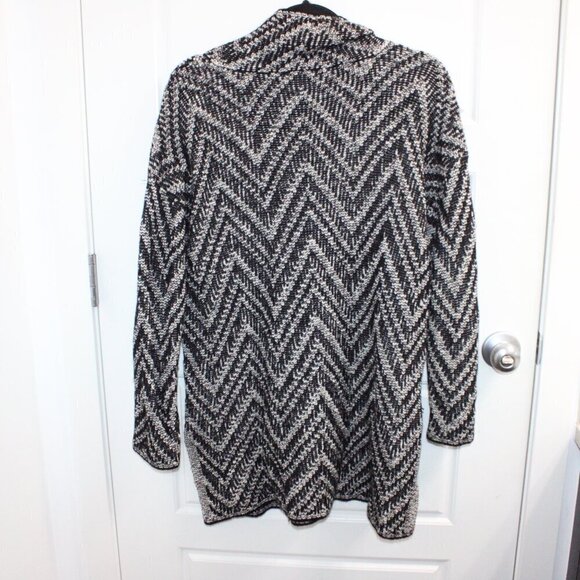 Eileen Fisher Cowl Neck Tunic Top Sweater Dress Chevron Size M Alpaca Cotton - Picture 3 of 4
